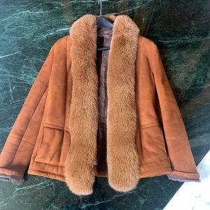 Shearling winter jacket , authentic fox fur